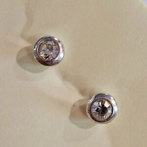 #Touchstone Crystal Ice Earrings Studs Rhodium Plated #NWOT